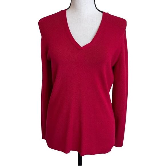 Chico's LIghtweight V-Neck Long Sleeve Sweater Red - Size 8 - Picture 1 of 6